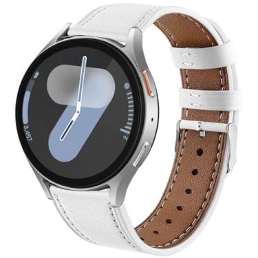 Imagem de DEALELE Pulseiras de substituição de couro impressas de 20 mm compatíveis com Samsung Galaxy Watch 6/6 Classic/5/5 Pro/4/4 Classic/3 de 41 mm/Active 2, 20mm, Couro