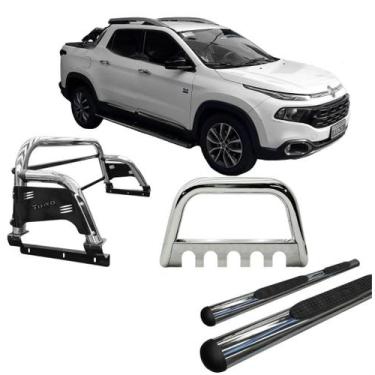 Imagem de Kit Quebra Mato Estribo Oval Santo Antônio Fiat Toro Cromado - HOZZ