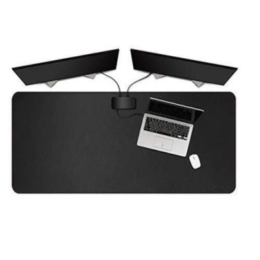 Imagem de Mousepad couro executivo 70X40 para escritório + porta copos - GENERTO