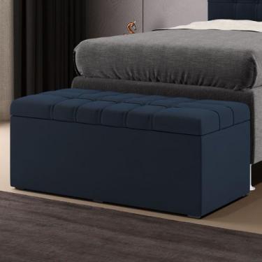 Imagem de Calçadeira Alpha Estofada 90 para Cama Box de Solteiro Z-007 Sued Azul