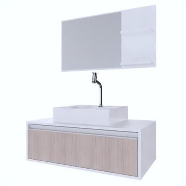 Imagem de Gabinete Banheiro Real 80 Grigio C/Cuba + Kit Acessórios Branco - GABI