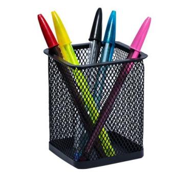 Imagem de Porta Caneta, Lápis, Aramado, Quadrado, Preto, 10x8cm, By Office - Sut