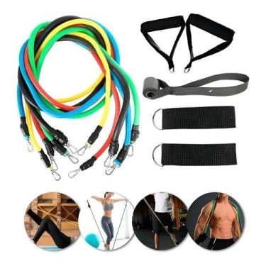 Imagem de Kit Elástico Treinamento Funcional Fitnes Exercício Academia - Redstar