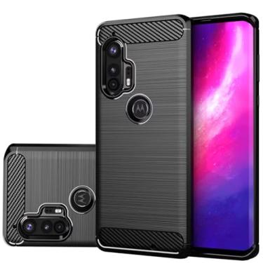 Imagem de Gufuwo Capa para Motorola Edge+ 2020/Motorola Edge Plus 2020 XT2061-3, capa de telefone fina de fibra de carbono TPU capa protetora antiarranhões à prova de choque para Motorola Moto Edge+ 2020 preta