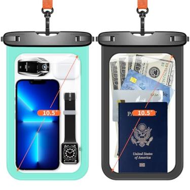 Imagem de Lanhiem Bolsa grande impermeável para celular [até 10,5 polegadas] Bolsa seca universal IPX8 impermeável com cordão para iPhone 17 Pro Max /16/15, S25 Ultra/S24/S23 Plus/FE, Moto G/Pixel 10 9 8 Pro