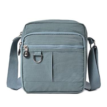 Imagem de BEFUNIRISE Bolsa tiracolo de nylon casual à prova d'água leve para mulheres, Azul claro