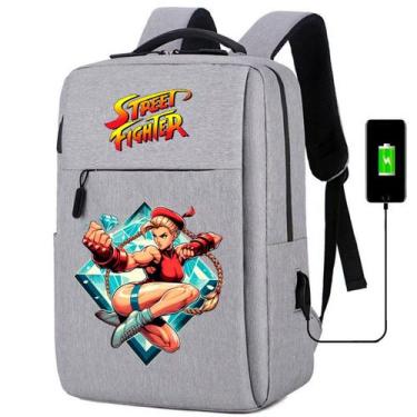 Imagem de Mochila USB Escolar Estampa Infantil Street Figther Notebooks, Trabalh