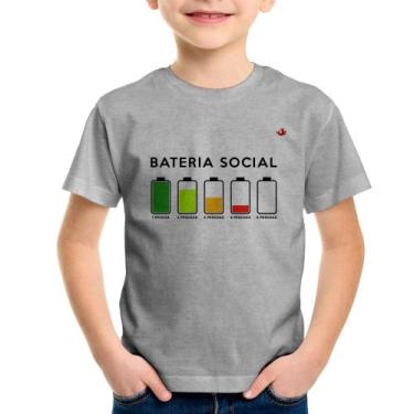 Imagem de Camiseta Infantil Bateria Social - Foca na Moda, Cinza, 14