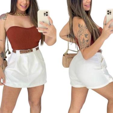 Imagem de Shorts Saia Social Bolso Plus Size Tamanho Grande Estilo Zara - DONNA 
