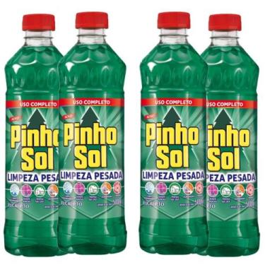 Imagem de Kit com 4 Limpador Diluível Pinho Sol Limpeza Pesada Eucalipto 500ml C