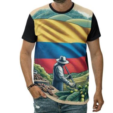Imagem de Camiseta Bandeira Da Colômbia Plantação De Café Campos País - Darkwood