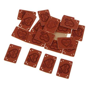 Imagem de Fenteer 20 peças de etiquetas de couro PU para bolsas de tecido acessórios de decoração faça você mesmo, 20 × 30 mm, A3