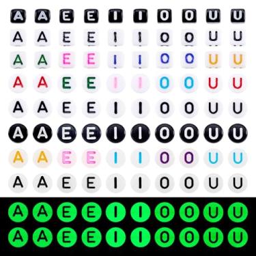 Imagem de KISSITTY 1000 peças de contas de letra vogal cubo redondo plano 5 mm 6 mm 7 mm alfabeto colorido inicial contas espaçadoras acrílicas para colares faça você mesmo, brincos, pulseiras, joias,
