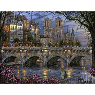 Imagem de LANDFAIR Kits de pintura de diamante – 38 x 50 cm redondo perfuração completa Afternoon by Seine Diamond Art Kits para adultos