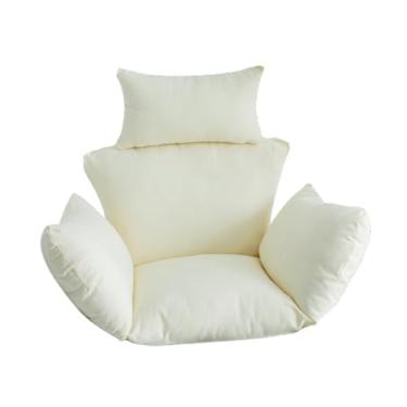 Imagem de Gralara Almofada para cadeira de ovo Almofada para assento suspensa com apoio de cabeça Apoio de braço Cesta Cadeira Almofada para assento Rede Balanço, Bege