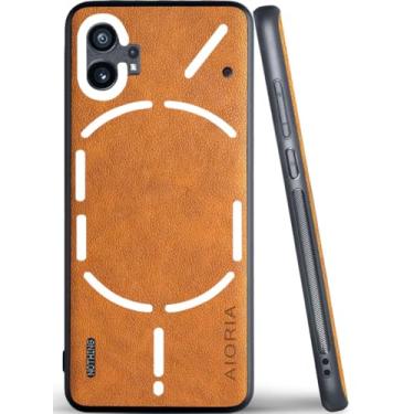 Imagem de AIORIA Capa de couro premium para celular for Nothing Phone 1 com design retrô (laranja)