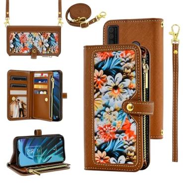 Imagem de Furiet Capa carteira floral para TCL 30XE/30V/4X/20AX/20A/20R/Bremen 5G com alça de pulso alça de ombro flip bolsa com zíper, suporte para cartão capa de telefone para TLC T601DL 30 XE XE5G V 20 AX R