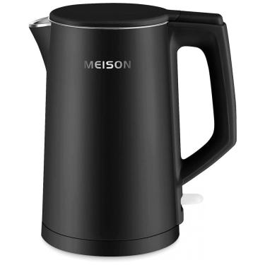Imagem de Chaleira Elétrica 1,7L com Parede Dupla, Desligamento Automático e Proteção Contra Fervura, 110V 1200W, MEISON, Preta