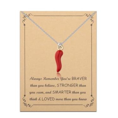 Imagem de FUSTMW Colar de pimenta vermelha, presente para amantes de pimenta, presente para amantes de pimenta, pimenta, pimenta, presente para amantes de especiarias, Small, Aço inoxidável, Sem Pedra Preciosa