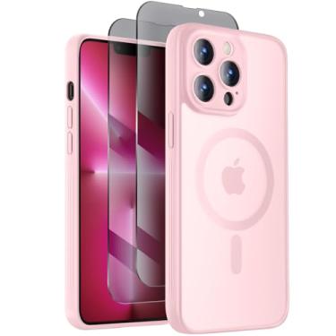 Imagem de Symcele Capa projetada para iPhone 13 Pro Max, compatível com MagSafe, com protetores de tela de privacidade X2, [proteção da câmera] [proteção contra quedas militares] capa de telefone à prova de