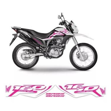 Imagem de Kit Adesivos Carenagem Honda Nxr 160 Bros Rosa Branco - Resitank