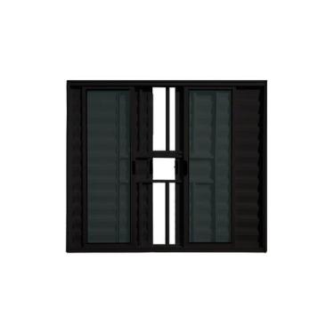 Imagem de Veneziana 6 Folhas Com Grade 100X100 Alumínio Preto Linha Esmeralda - 