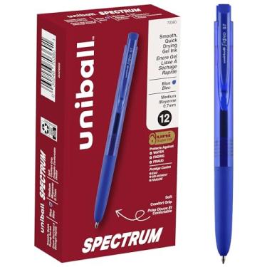Imagem de uni-ball Caneta de gel retrátil Spectrum, pacote com 12 canetas de ponta média de 0,7 mm, Uni-Super Ink é suave, vibrante e protege contra água, desbotamento e fraude