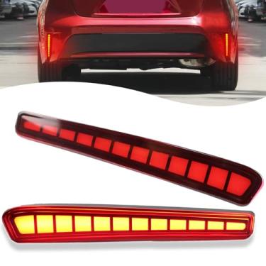 Imagem de 2 peças refletores de para-choque traseiro, lâmpadas de luz traseira de freio compatíveis com Toyota Corolla 2020-2025 LE SE XSE XLE, kit de luzes de seta refletor de LED âmbar (VERMELHO)