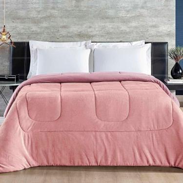 Imagem de Coberdrom Hot Quente Casal Queen Malha 140g 100% Algodão Manta Flannel Dupla Face Rosa