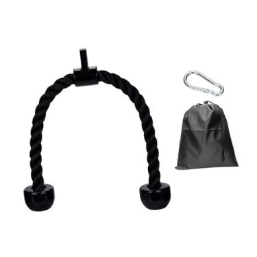Imagem de Pegciuho Twisted puxar para baixo corda tríceps cor cora tecida Nylon Cablement com clipe de carabiner para treinamento de força de levantamento de peso, Loop de Elevação de Plástico