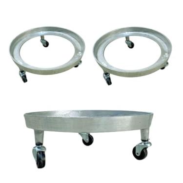 Imagem de Suportes Botijão de Gás e Vaso de Plantas Circular em Alumínio Fundido Rústico Resistente 3 Rodas | (KIT 3 Unidades) | #Artplast