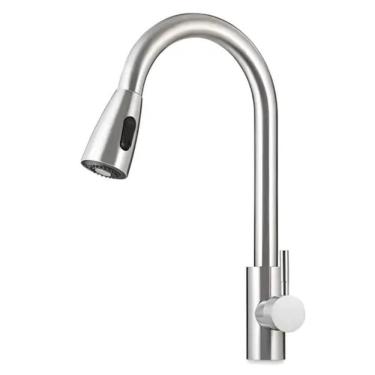 Imagem de Torneira Cozinha Gourmet Monocomando Bancada Extensível Escovada Domum