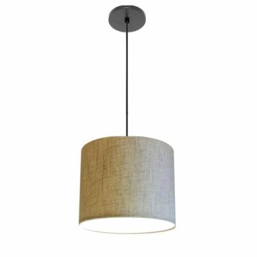 Imagem de Lustre Luminária Pendente Vivare Free Lux PE-4106PR Cúpula em Tecido 20x25cm - Rustico-bege