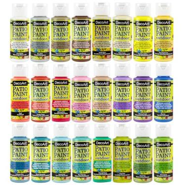 Imagem de DecoArt Conjunto de tintas acrílicas para pátio Crafter's com 24 cores para iniciantes, tintas permanentes à prova de intempéries ao ar livre, 60 ml (pacote com 24)