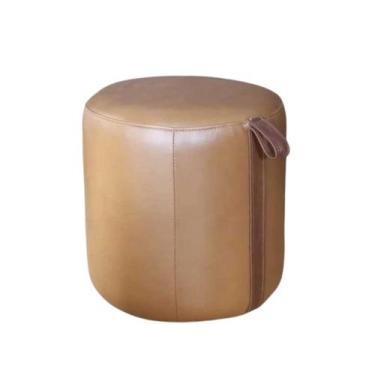 Imagem de Puff Decorativo em Couro Natural Bahamas Prime Red - LEME MOVELARIA