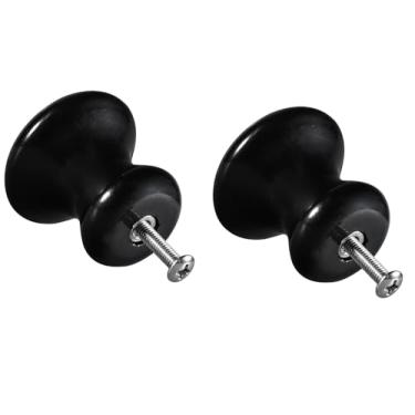 Imagem de Rockcloud Pacote com 2 puxadores de armário de pedra de cristal com parafusos, puxador de gaveta para armário guarda-roupa decoração de escritório em casa, obsidiana preta