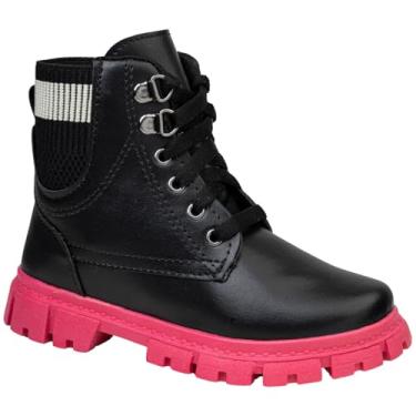 Imagem de Coturno Infantil Menina Bota Feminina Cano Baixo Infantil Rosa, Preto, Preto/pink e Marrom (Preto-pink, BR, Criança de 4 a 8 anos, Numérico, 20)