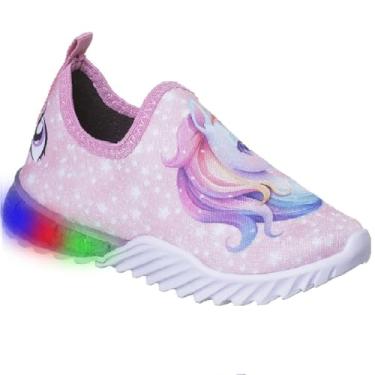 Imagem de Tenis Led Infantil Personagem Divertido Tenis De Luz Azul e Rosa (Rosa, BR, Criança de 9 a 12 anos, Numérico, 20)