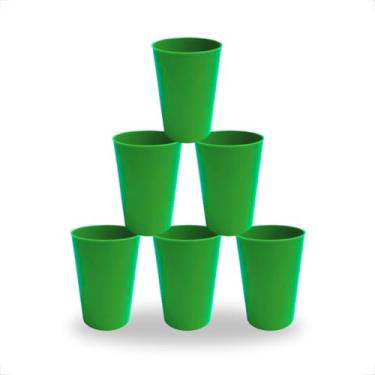 Imagem de Kit 4 Copos Plásticos Coloridos 200ml Infantil Reutilizável p/Merenda Escolar e Festas (Verde)
