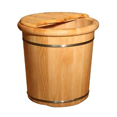 Imagem de FTOQWZXV Balde para banho de pés, acessórios de sauna, balde de água, banheiras de madeira feitas à mão, presente de barril relaxante para os pés