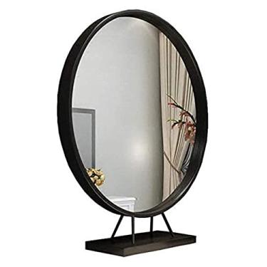 Imagem de AKALNNB Espelho de maquiagem europeu redondo de um lado para mesa, quarto, mesa, princesa, vestir, beleza, espelho