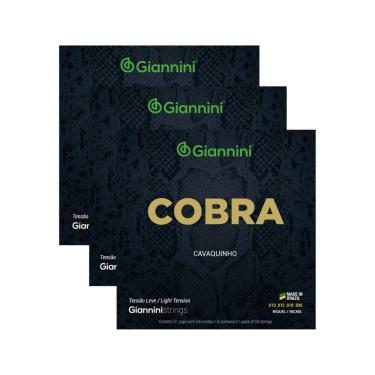 Imagem de Kit 3 Encordoamento Cavaquinho Giannini Cobra GESCL Níckel .010 Leve