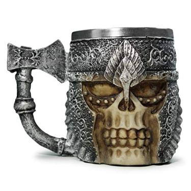 Imagem de Caneca Chopp Cerveja Bar Elmo Medieval Machado Inox Resina