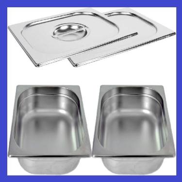 Imagem de Kit de 2 Cubas Gastronômicas Com Tampa Buffet Inox 1/2 100mm - Zepper