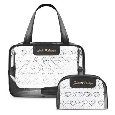 Imagem de Kit Bolsa E Nécessaire Transparente Love Preto