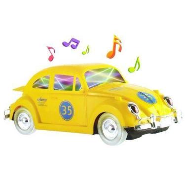 Imagem de Fusca de Brinquedo que Gira Bate e Volta e Toca Música Animada Amarelo