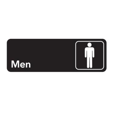 Imagem de Feito nos EUA 8 x 23 plástico ABS durável com tiras adesivas fortes, placa para porta ou parede para escritório, negócios ou casa de banho (banheiro masculino)