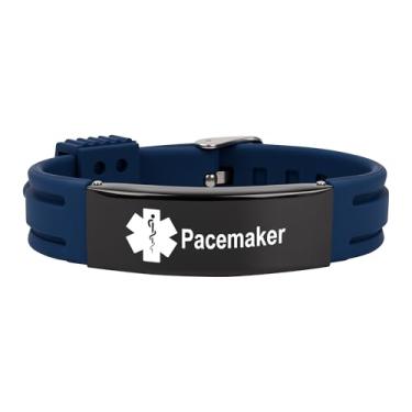 Imagem de Pulseira de alerta médico para mulheres e homens, pulseira de silicone ajustável para diabéticos D.N.R marcapasso epilepsia, Adjustable Size, Silicone, Sem Pedra Preciosa