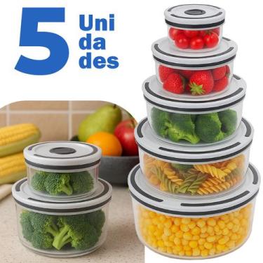 Imagem de Kit Potes Herméticos Transparentes Para Frezzer E Microondas 5 Peças L