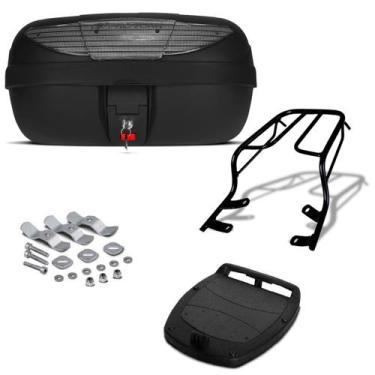 Imagem de Baú Bauleto 45 Litros Pro Tork + Bagageiro Moto, CRISTAL, YBR 125 FACT